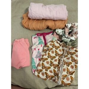 Baby Girl 3-6 month Bamboo Bundle Posh Peanut Bows Baby Blankets Zippies Pink